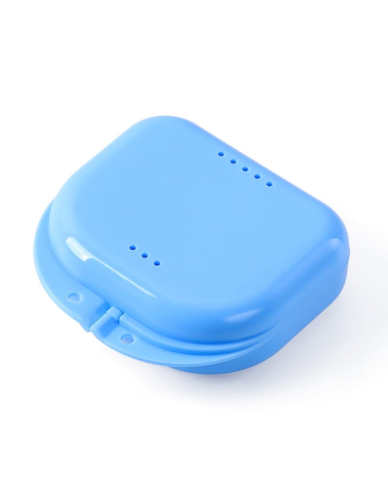 JMU Retainer Case with Vent Holes, Orthodontic Retainer Case Mouth Guard Case with Tight Snap Closure, Light Blue - Image 1